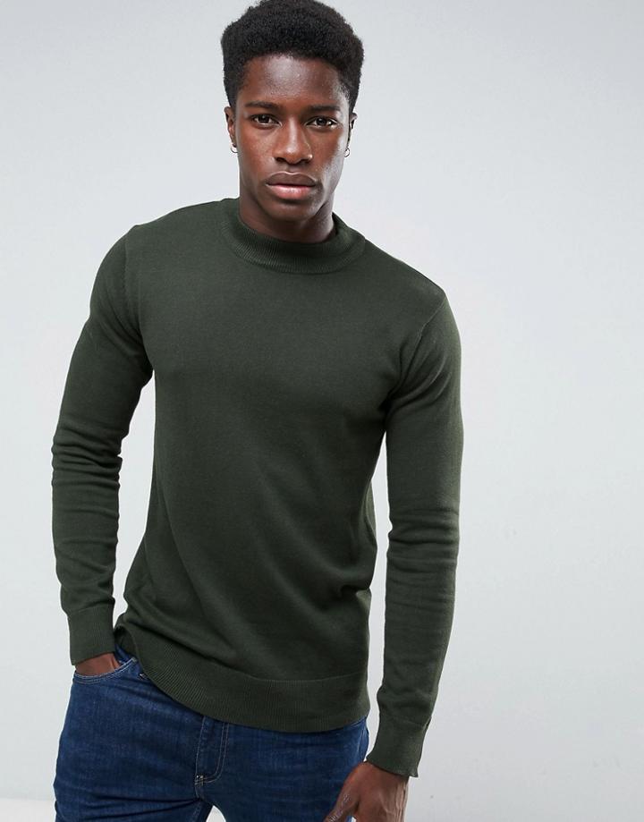 Brave Soul Turtleneck Sweater - Green