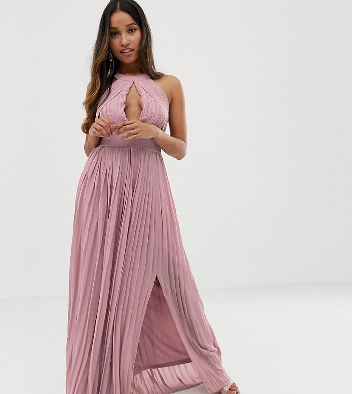 Tfnc Petite Bridesmaid Exclusive Pleated Maxi Dress In Pink