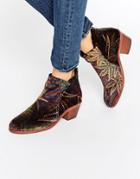 Hudson London Apisi Liberty Velvet Mid Ankle Boots - Multi