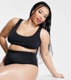 Asos Design Curve Mix And Match Supportive Scoop Crop Bikini Top In Black