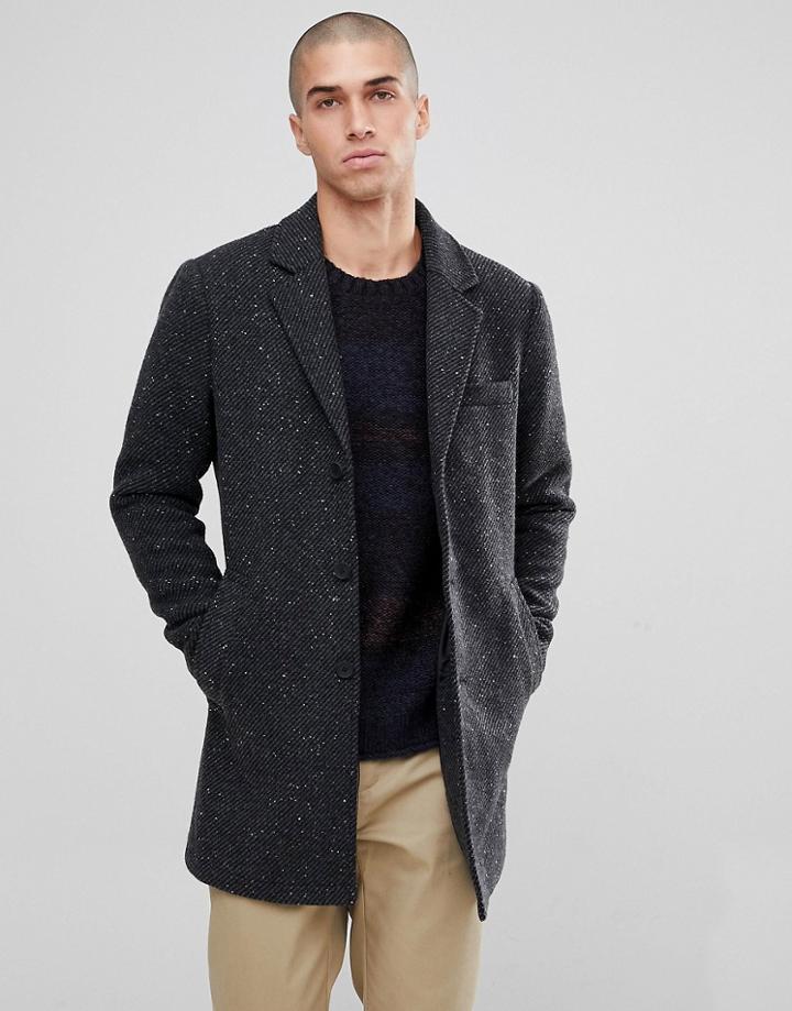 Only & Sons Salt And Pepper Overcoat-gray
