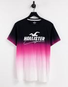 Hollister Front Logo Ombre Print T-shirt In Pink