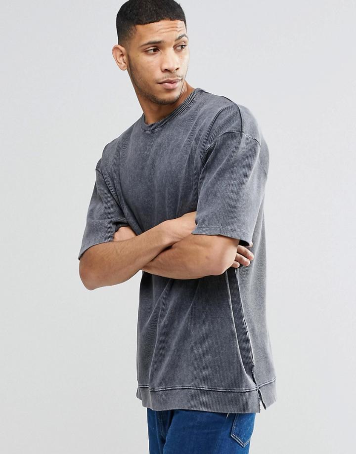 Asos Oversized Heavy Rib Sweatshirt - Gray