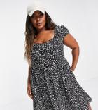 Asos Design Curve 90s Mini Tea Dress In Daisy Print-multi