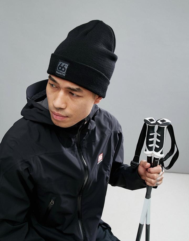 66o North Beanie Hat In Black - Black