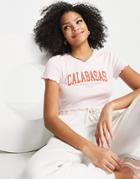 Miss Selfridge Calabasas Slogan T-shirt-pink
