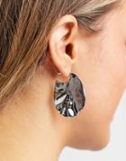 Asos Design Earrings In Organic Texture Slice Design In Silver Tone