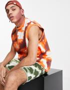 Asos Design Knit Tie Dye Effect Tank In Orange - Part Of A Set
