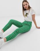 Asos Design Green Check Pants In Super Skinny Fit-multi