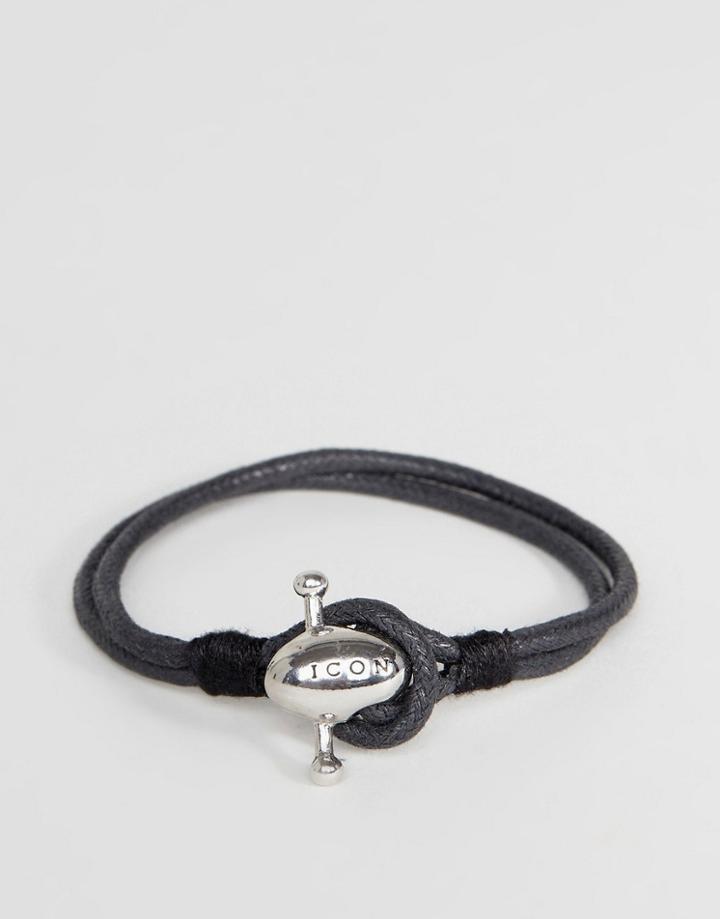 Icon Brand Skull Cord Bracelet In Black - Black