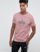 Alpha Industries Logo T-shirt Regular Fit In Silver Pink - Pink
