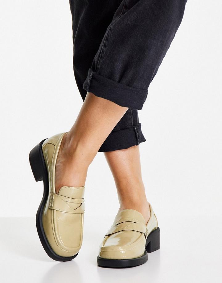 Asos Design Melbourne 90s Chunky Loafers In Green Patent