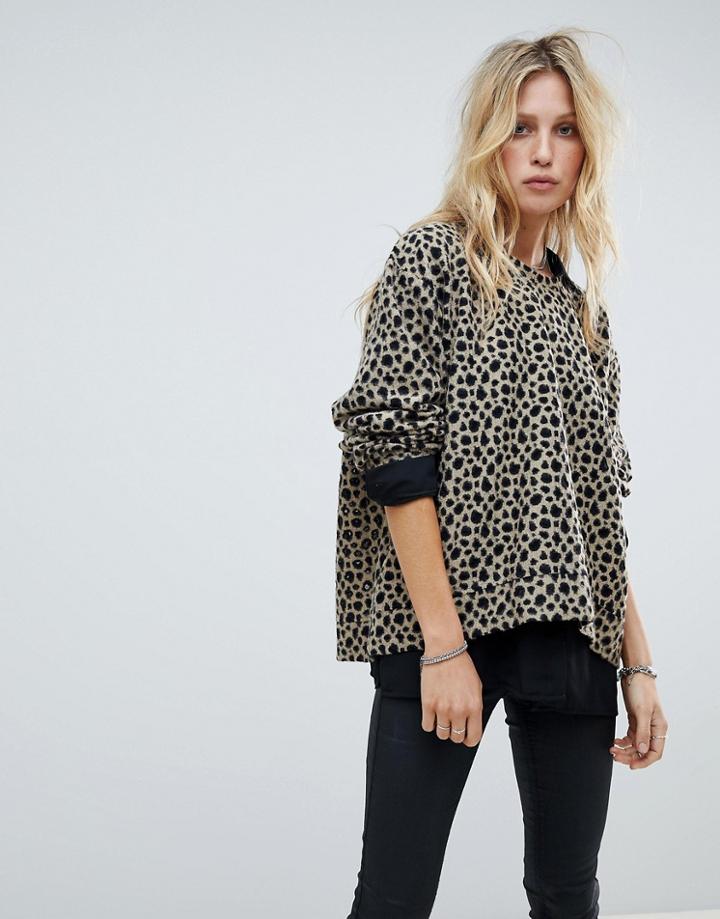 Religion Oversized Sweater In Leopard - Multi