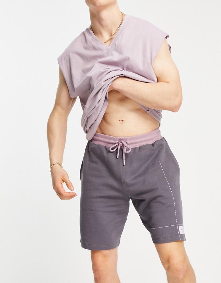 Asos Unrvlld Spply Coordinating Relaxed Shorts With Logo Print In Charcoal-black