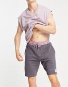 Asos Unrvlld Spply Coordinating Relaxed Shorts With Logo Print In Charcoal-black