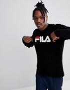 Fila Black Line Terry Towelling Sweatshirt With Logo In Black - Black