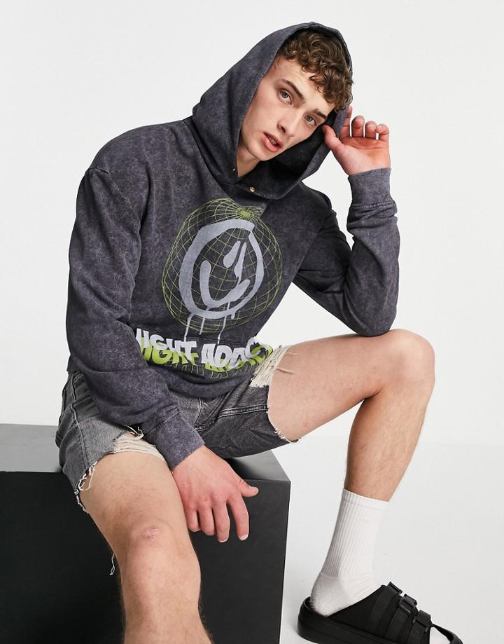 Night Addict Set Printed Hoodie In Black
