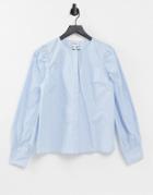 Vero Moda Aware Collarless Shirt In Blue-white