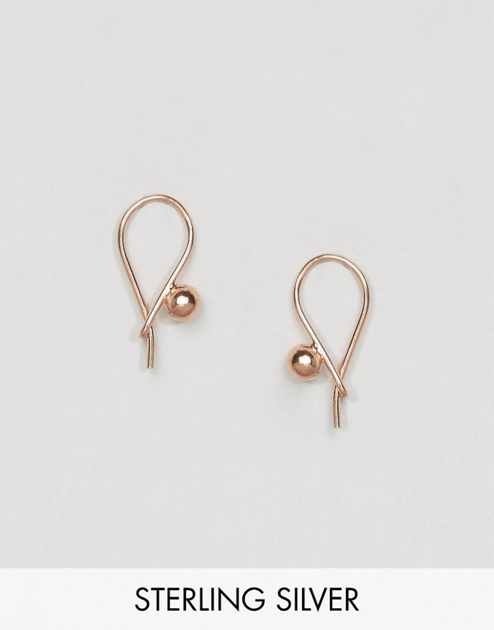 Asos Rose Gold Plated Sterling Silver Ball Through Earrings - Copper