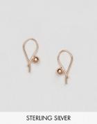Asos Rose Gold Plated Sterling Silver Ball Through Earrings - Copper