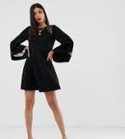 Asos Design Tall Lace Insert Shift Dress - Black
