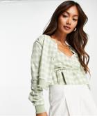 River Island Gingham Check Cami And Cardigan Set In Green