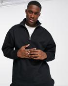 Topman Recycled Polyester Blend Half Zip Sweatshirt In Black - Part Of A Set
