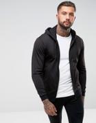 Asos Zip Up Hoodie In Poly Tricot - Black