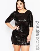 Club L Plus Size Shift Dress In Sequins - Black