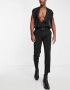 Devils Advocate Skinny Fit Glitter Cropped Pants-black