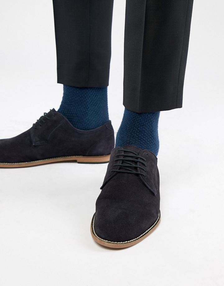 Kg By Kurt Geiger Derby Shoes In Navy Suede-blue