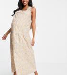 Violet Romance Maternity Cotton Poplin Maxi Dress With Bow Back In Floral-multi