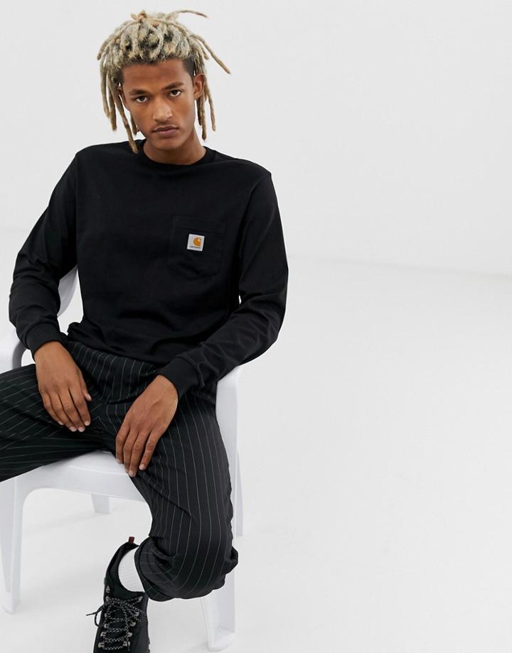 Carhartt Wip Pocket Long Sleeve T-shirt In Black - Black