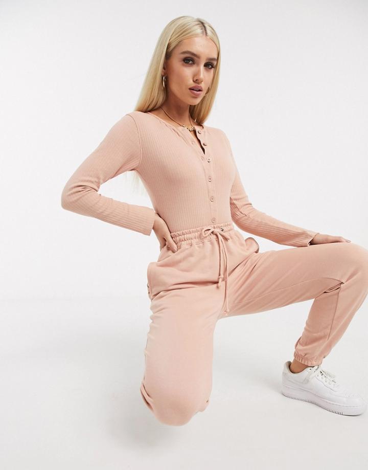 Missguided Two-piece Oversized Sweatpants In Blush-pink