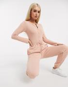 Missguided Two-piece Oversized Sweatpants In Blush-pink