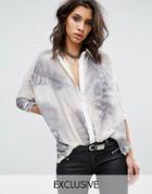 Religion Sheer Shirt In Feather Print - White