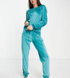 Chelsea Peers Tall Recycled Poly Super Soft Fleece Lounge Sweat And Sweatpants Set In Emerald-green