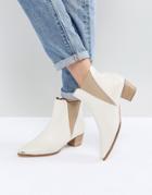 Office Azalea White Leather Ankle Boots - White