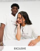 Reclaimed Vintage Inspired Unisex T-shirt In White With Rainbow Embroidery