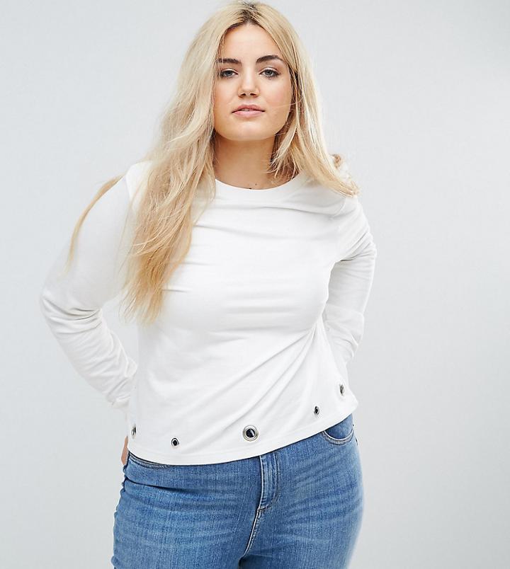 Brave Soul Plus Sweatshirt With Eyelet Detail - Cream