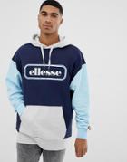 Ellesse Patcha Oversized Contrast Hoodie With Block Logo In Navy - Navy