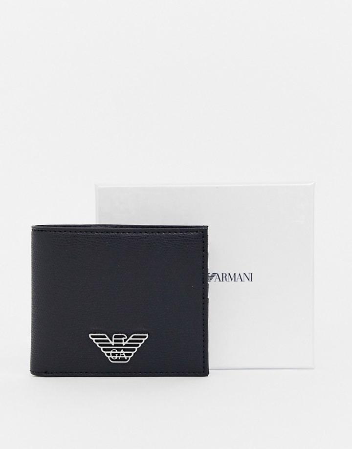 Emporio Armani Eagle Badge Billfold Card Wallet In Black