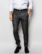 Asos Skinny Fit Cuffed Pants In Wool Mix - Black