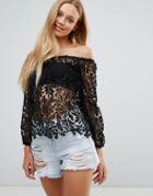 Parisan Crochet Off Shoulder Top - Black