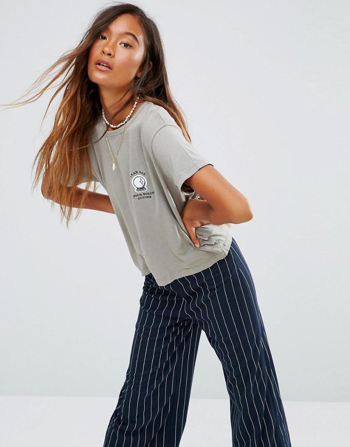 Pull & Bear Future Slogan T-shirt - Black