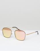 Quay Australia To Be Seen Aviator Sunglasses In Gold/pink - Pink