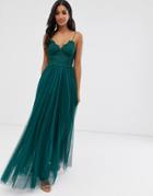 Asos Design Premium Lace Top Tulle Maxi Dress - Multi