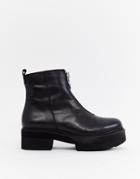 Depp Leather Flatform Ankle Boots - Black