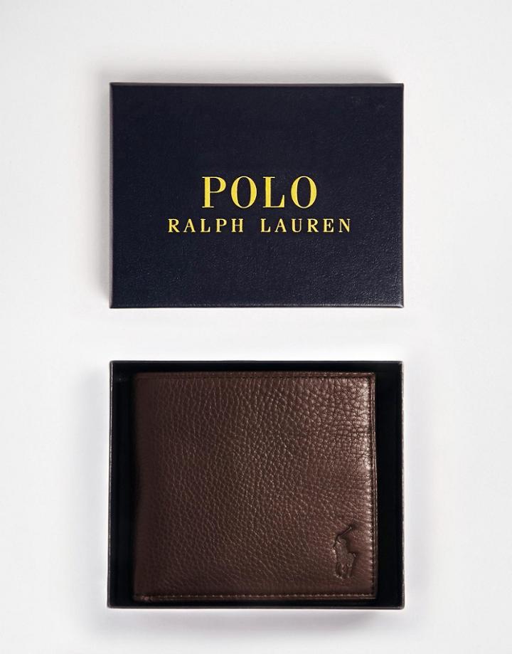 Polo Ralph Lauren Leather Billfold Wallet In Brown