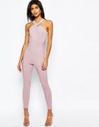 Asos Sculpt Me Jumpsuit With Knot Front - Dusky Lilac